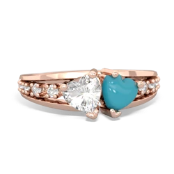 White Topaz Heart To Heart 14K Rose Gold ring R3342