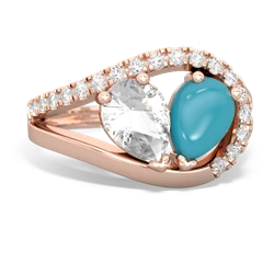 White Topaz Nestled Heart Keepsake 14K Rose Gold ring R5650