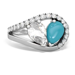 White Topaz Nestled Heart Keepsake 14K White Gold ring R5650