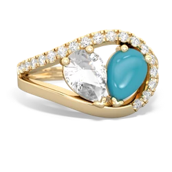 White Topaz Nestled Heart Keepsake 14K Yellow Gold ring R5650