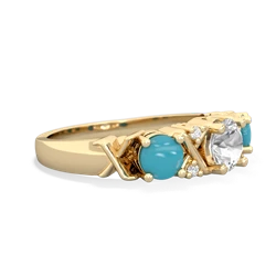 White Topaz Hugs And Kisses 14K Yellow Gold ring R5016