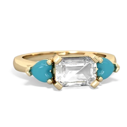 White Topaz Three Stone 14K Yellow Gold ring R5235