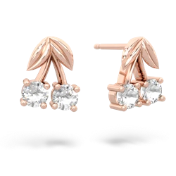 White Topaz Sweet Cherries 14K Rose Gold earrings E7001