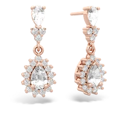 White Topaz Halo Pear Dangle 14K Rose Gold earrings E1882