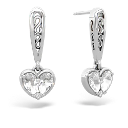 White Topaz Filligree Heart 14K White Gold earrings E5070