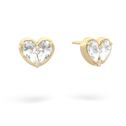 White Topaz 'Our Heart' 14K Yellow Gold earrings E5072