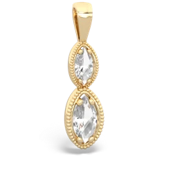 White Topaz Antique-Style Halo 14K Yellow Gold pendant P5700