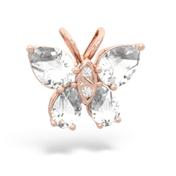 White Topaz Butterfly 14K Rose Gold pendant P2215