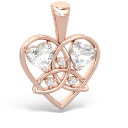 White Topaz Celtic Trinity Heart 14K Rose Gold pendant P5331