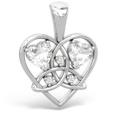 White Topaz Celtic Trinity Heart 14K White Gold pendant P5331