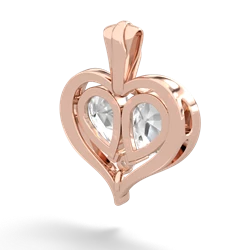 White Topaz Two Become One 14K Rose Gold pendant P5330