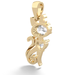 White Topaz Kitten 14K Yellow Gold pendant P5780