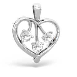 Lab Ruby Glowing Heart 14K White Gold pendant P2233