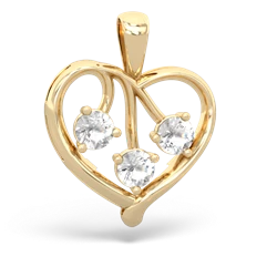 White Topaz Glowing Heart 14K Yellow Gold pendant P2233