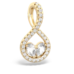 White Topaz Pave Twist 'One Heart' 14K Yellow Gold pendant P5360