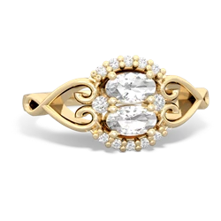 White Topaz Love Nest 14K Yellow Gold ring R5860