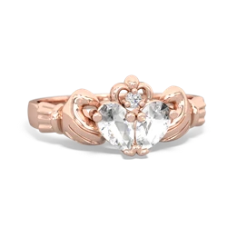 White Topaz 'Our Heart' Claddagh 14K Rose Gold ring R2388