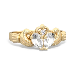 White Topaz 'Our Heart' Claddagh 14K Yellow Gold ring R2388