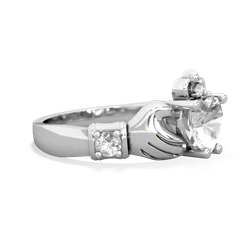 Fire Opal Claddagh Keepsake 14K White Gold ring R5245