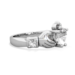 White Topaz Claddagh Keepsake 14K White Gold ring R5245