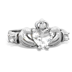 Lab Sapphire Claddagh Keepsake 14K White Gold ring R5245