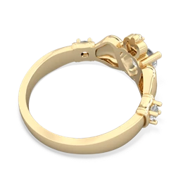 Lab Sapphire Claddagh Keepsake 14K Yellow Gold ring R5245
