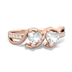 White Topaz Side By Side 14K Rose Gold ring R3090