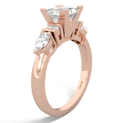 Aquamarine 6Mm Princess Eternal Embrace Engagement 14K Rose Gold ring C2002