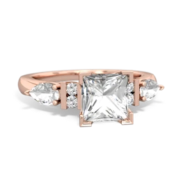 White Topaz 6Mm Princess Eternal Embrace Engagement 14K Rose Gold ring C2002