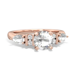 White Topaz 6Mm Round Eternal Embrace Engagement 14K Rose Gold ring R2005