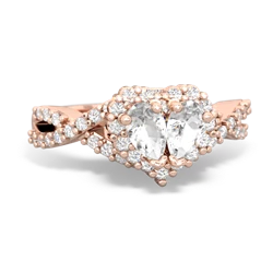 White Topaz Diamond Twist 'One Heart' 14K Rose Gold ring R2640HRT