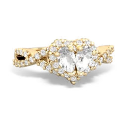 White Topaz Diamond Twist 'One Heart' 14K Yellow Gold ring R2640HRT