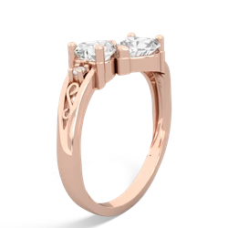 White Topaz Snuggling Hearts 14K Rose Gold ring R2178