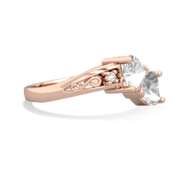 White Topaz Snuggling Hearts 14K Rose Gold ring R2178