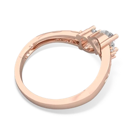 White Topaz Snuggling Hearts 14K Rose Gold ring R2178