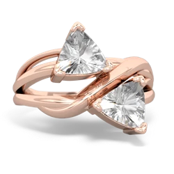 White Topaz Split Band Swirl 14K Rose Gold ring R2341