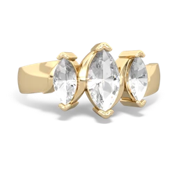 White Topaz Three Peeks 14K Yellow Gold ring R2433