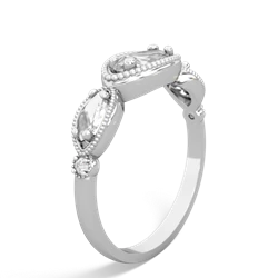 Lab Pink Sapphire Milgrain Marquise 14K White Gold ring R5700