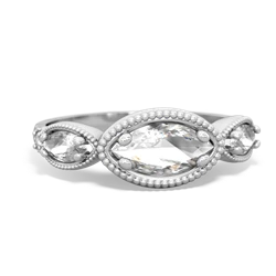 White Topaz Milgrain Marquise 14K White Gold ring R5700