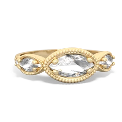 White Topaz Milgrain Marquise 14K Yellow Gold ring R5700