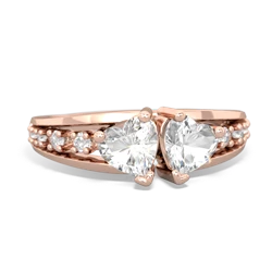 White Topaz Heart To Heart 14K Rose Gold ring R3342