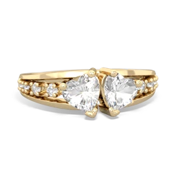 White Topaz Heart To Heart 14K Yellow Gold ring R3342