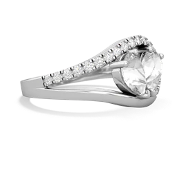 White Topaz Nestled Heart Keepsake 14K White Gold ring R5650