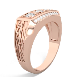 Opal Three Stone Tire Tread Men's 14K Rose Gold ring R0520