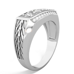 Sapphire Three Stone Tire Tread Men's 14K White Gold ring R0520