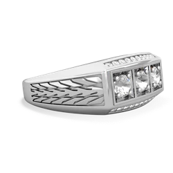 Sapphire Three Stone Tire Tread Men's 14K White Gold ring R0520