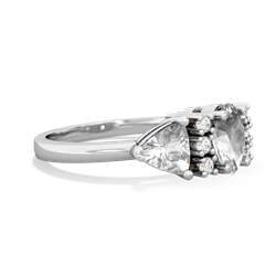 Lab Ruby Antique Style Three Stone 14K White Gold ring R2186
