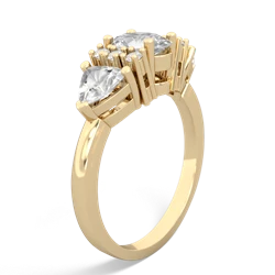 Lab Ruby Antique Style Three Stone 14K Yellow Gold ring R2186