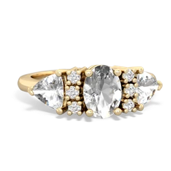 White Topaz Antique Style Three Stone 14K Yellow Gold ring R2186