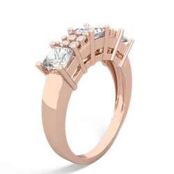 Sapphire Three Stone Diamond Cluster 14K Rose Gold ring R2592